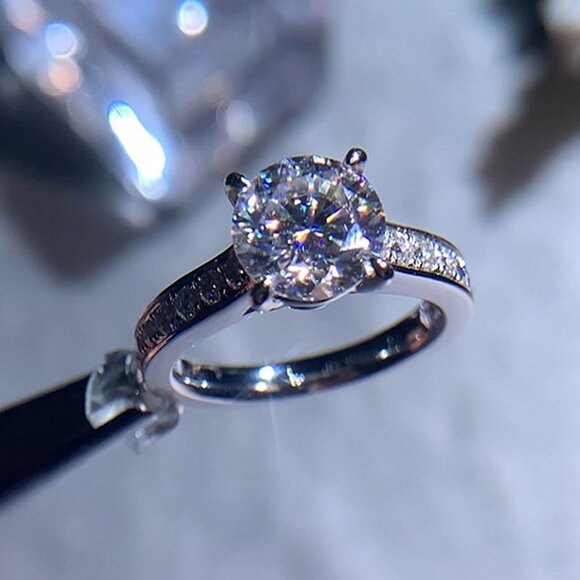 💞Beautiful Ring Classic Round CZ Wedding Ring, MARR9350 - Picture 1 of 5